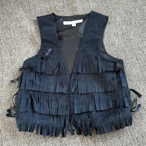 77 Kids American Eagle Outfitters Girls Western Fringe Black Vest Size Small